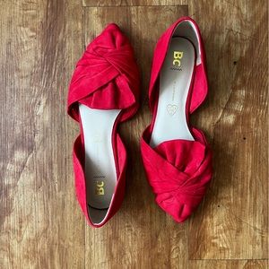 BC footwear - Red Vegan Suede D'Orsay Flats - 7.5